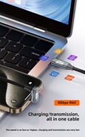 Câble de données pour téléphone portable/tablette/ordinateur portable Type-C/USB 3.2 10 Gbps Gen 2 avec blindage tressé, conducteur en cuivre pur, câble USB tout-en-un