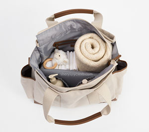 Personalizado de lujo de gran capacidad a prueba de agua de viaje durante la noche mamá bolsa de pañales de hospital bolsa de pañales para bebés con correa para el hombro - Product Image 4