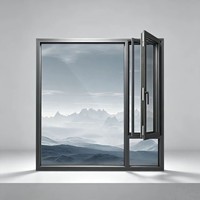 Ventana de Aluminio con Rotura de Puente Térmico de Diseño Moderno, Insonorizada, con Doble Capa de Vidrio, Exterior de Acero Inoxidable para Dormitorio