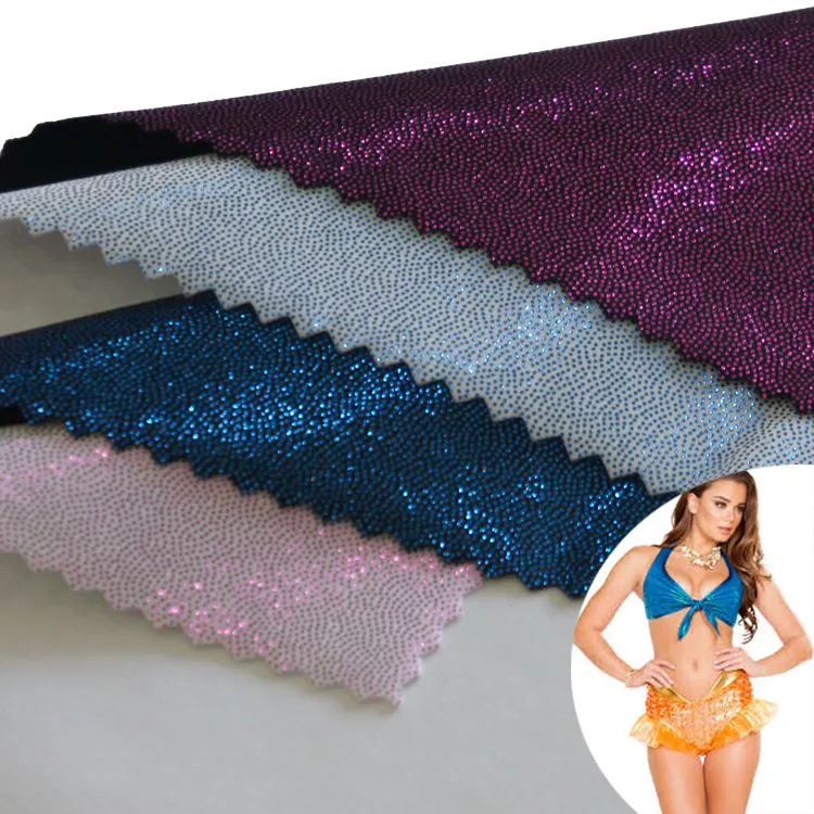 sequin blue fish scale 82 polyamide 18 elastane foil fabric for swimsuit bikini