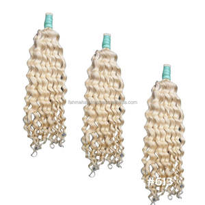 Boucles blondes luxueuses avec des mèches de cheveux humains Remy de qualité supérieure à 100%, douces, brillantes, cuticules alignées, longueurs de 8 à 30 pouces - Product Image 2