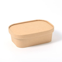 Bol à salade rectangulaire en papier kraft écologique durable et jetable, impression personnalisée, service OEM, compatible micro-ondes, camping