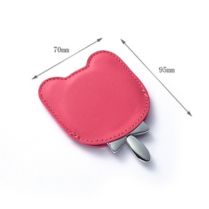 Lovely Bear Cartoon Shape Soft Especial Custom Handle PU Leather Cosmetic <b>Mirror</b> - Product Image 2