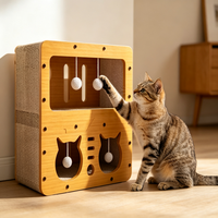 Griffoir d'intérieur moderne de luxe pour chat en carton ondulé, mignon, hauteur 51 cm, 2 niveaux, montage facile, emballage carton