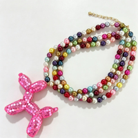 Collier tendance à grosses perles, couleur et taille personnalisables, avec pendentif chien ballon romantique et adorable, bijoux pour fêtes et vacances