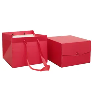 Custom Paper Box Gift Food 4/6/8/10/12 Inch Cake Packaging Box With Handle Bag Set