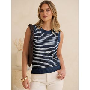 FOXA Womens Striped Sleeveless Knit Vest Top Lightweight Breathable Summer Spring Outer Wear Clothes Vacation Outfits - Product Image 2