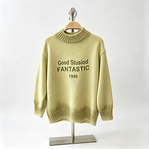 Suéter de punto acanalado con cuello alto para mujer, teñido con spray, oversize, de manga larga, estilo casual - Product Image 4