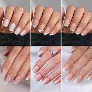 Ongles Réutilisables <span class=keywords><strong>Faux</strong></span> Ongles Artificiels avec Colle <span class=keywords><strong>en</strong></span> Gros <span class=keywords><strong>Gel</strong></span> Souple Court Design 3D Luxe Faits Main Ongles Français à Presser et <span class=keywords><strong>Gel</strong></span> - Product Image 3