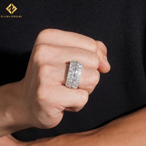 Anillos de Boda Personalizados al por Mayor, Anillos de Fiesta de Plata Esterlina S925 con Pavé Completo, Anillo de Eternidad con Moissanita VVS, Anillo de Fábrica - Product Image 5