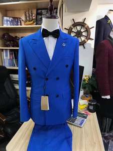 Ultimo Modello di Completo <span class=keywords><strong>Blu</strong></span> Royal <span class=keywords><strong>Doppiopetto</strong></span> Slim Fit Smoking Estivo per Uomo - Product Image 6