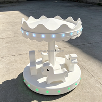 Manège d'animaux lumineux à LED blancs pour jeux souples, carrousel rotatif pour enfants pour la location de cafés ludiques, les fêtes et la décoration d'événements