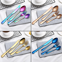Ensemble de couverts de mariage populaire en acier inoxydable 1010 argenté, doré et argenté, avec couteau, cuillère et fourchette, finition noire mate