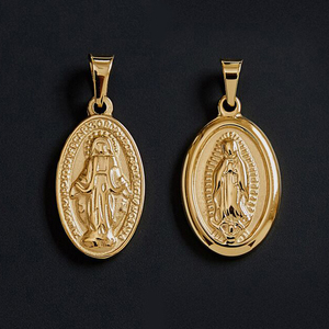 จี้เหรียญสแตนเลสสตีลรูปพระแม่มารี พระเยซู นักบุญไมเคิล เอลิซาเบธ คิวปิด และเทวดา - Product Image 1