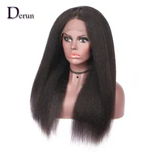 Factory price from 10inch to 30inch 180% density kinky straight full lace frontal wig