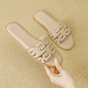 Women's Fashion Summer Casual Sandals, Versatile Flat Low <strong>Heel</strong> <strong>Round</strong> <strong>Toe</strong> Slippers for Outdoor Wear - Product Image 1