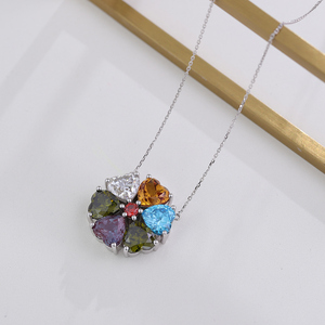 Wholesale S925 Sliver Heart Shape <strong>Alexandrite</strong> Sapphire Moissanite Stone Women Ruby Pendant Gemstone <strong>Necklace</strong> - Product Image 2