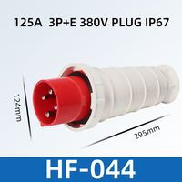 Connecteurs de prise industrielle HFE 380V/400V/415V 4 pôles 125A 3P+E 4P 4 broches à contact en cuivre, boîtier en nylon IP67, montage en surface