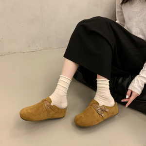 Mules da donna in finta pelle scamosciata primavera/autunno, con punta tonda, <span class=keywords><strong>slip</strong></span>-on, plateau, fibbia e cinturino, stile Birkenstock, a punta chiusa - Product Image 4