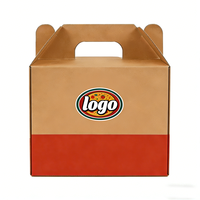 Caja de Embalaje de Papel Kraft Resistente a la Grasa, Plegable, Reciclable, con Logotipo Impreso Personalizado al por Mayor, para Comida Rápida para Llevar, como Pollo Frito