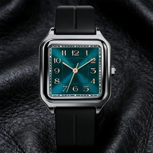 Top Luxury Green Dial Arabic Numerals Quartz Watch Men's Business Watch Stainless Steel Alloy <b>Square</b> Watch - Product Image 1