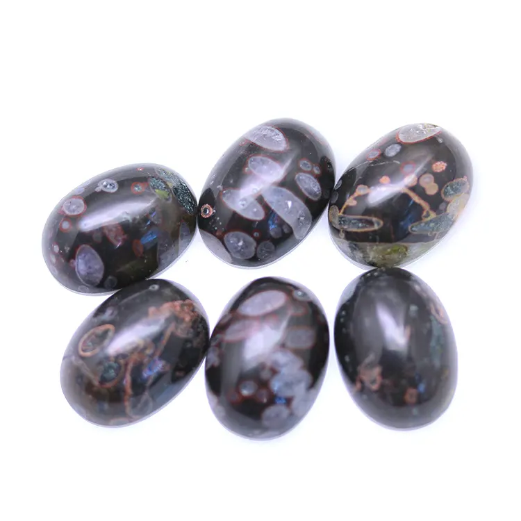 Yisheng Jóias Novos Trending Produtos 13x18 Cabochão Oval Flat Back Cut Personalização Natural Plum Blossom Jade Pedra Atacado