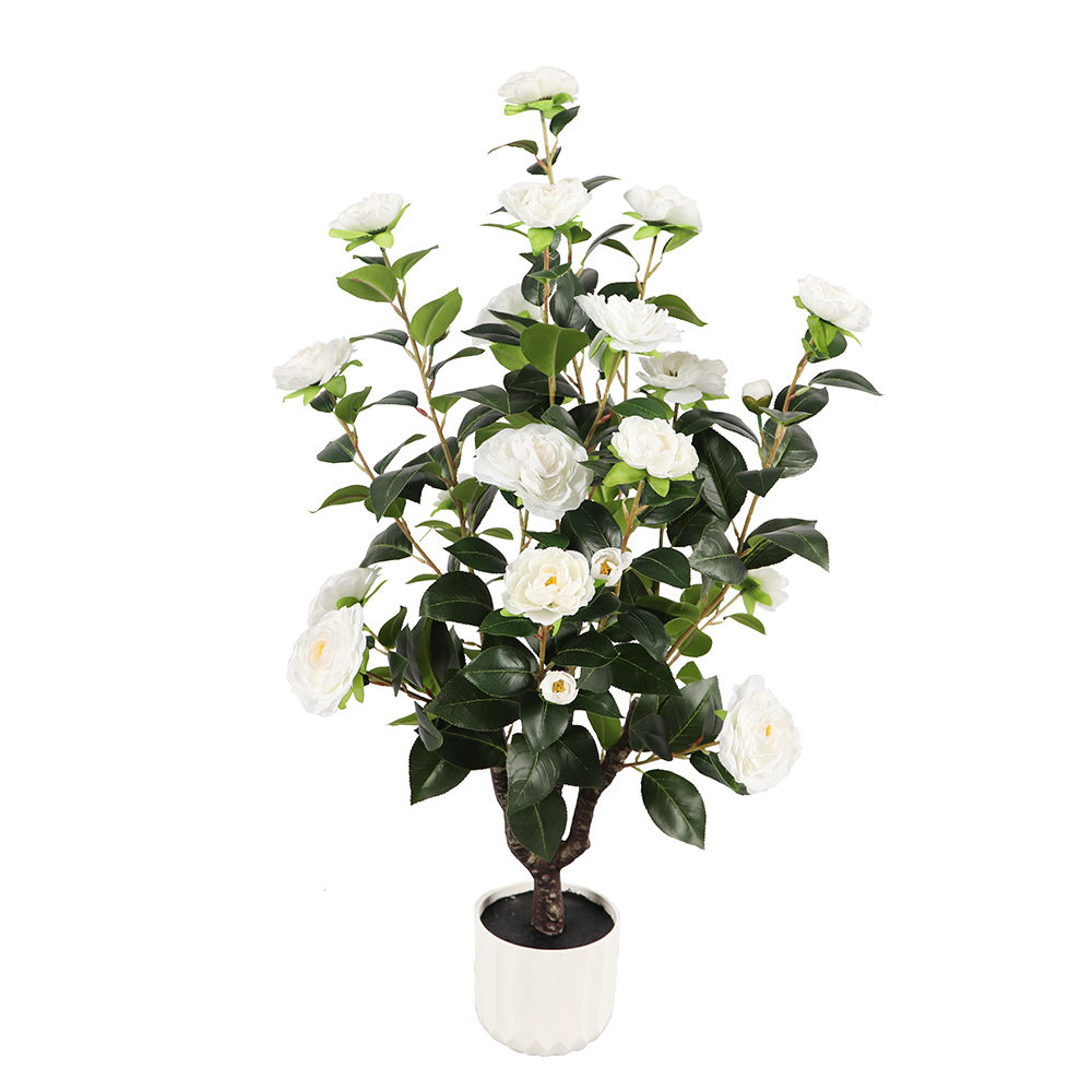 90cm Artificial Camellia Tree- white