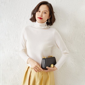 Suéter de Punto con <span class=keywords><strong>Cuello</strong></span> Alto y Dobladillo Rizado para Mujer, Mezcla de Lana, Invierno 2025, Nuevo, Holgado, Antipilling, Color Sólido, con Botones, Estilo Casual - Product Image 2