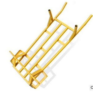 รถเข็นแบบแบน 2 ล้อ สีเหลือง เหล็กอุตสาหกรรม ราวจับแบบยึดติดชั้นเดียว ความสูงพื้น 13000 มม. - Product Image 1