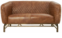 Canapé Chesterfield en cuir de luxe 2 places, revêtement de qualité supérieure avec un design classique, coussins confortables et sophistiqués