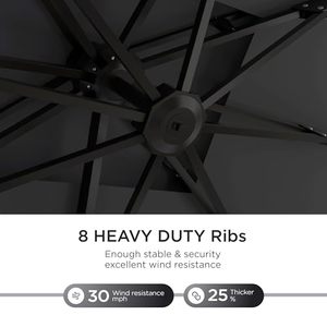 Ombrellone Rettangolare Grande HANYI 10X13FT con Rotazione a 360 Gradi per Piscina, Giardino e Terrazza - Product Image 3