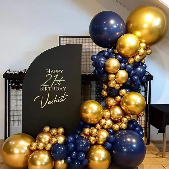 TLX 11 Years Party Supplier Navy Blue Gold Balloon Garland Arch Kit for Boys Birthday Baby Shower Wedding Graduation Decoration