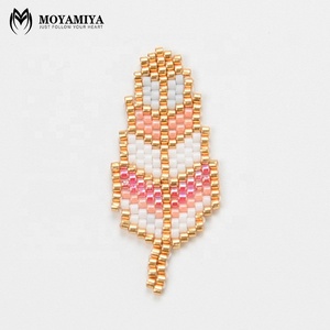 MI-P180022 Moyamiya <span class=keywords><strong>Miyuki</strong></span> En Gros Boho Bijoux Perles de <span class=keywords><strong>Pierre</strong></span> Collier de Charme Pendentif Plume Feuille - Product Image 2