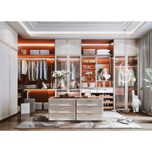 Ensemble de meubles de garde-robe sur mesure de style italien, pour la maison, l'hôtel, la chambre à coucher, porte en verre, garde-robe en bois, dressing - Product Image 6