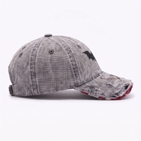 Casquette de baseball en jean délavé à 6 panneaux avec logo personnalisé imprimé numériquement, motif feuille à pois, style luxueux, fermeture arrière réglable, unisexe adulte, vente en gros