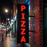 Mini enseigne LED verticale pour pizza, rouge, lumineuse, murale, pour magasin de nourriture, publicité extérieure, boîte lumineuse, signalétique