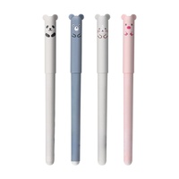 Bolígrafo de Gel Borrable de Plástico Personalizado al por Mayor, 0.38mm, con Adorno de Animalito Kawaii, Tinta Azul y Negra, Escritura Suave, para Estudiantes y Niños, Regalo
