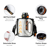 Bouteille d'eau de sport noire de 1 litre, grande capacité, sans BPA, en plastique, avec poignée, pour la gym, fabrication ODM