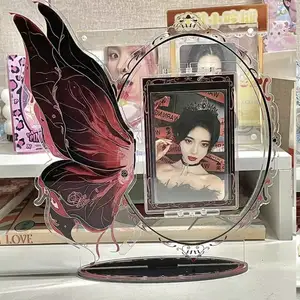 Factory Wholesale Rotating Floating Picture Frames Solid Acrylic Black Picture Frame