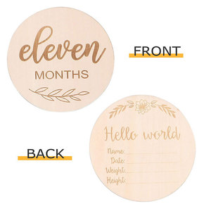 Dischi in Legno Personalizzabili Movebo con Incisione e Stampa 'Hello World', Carte Mensili per Traguardi del Bambino, Modello per <span class=keywords><strong>Baby</strong></span> Shower - Product Image 3