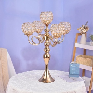 Elegante Portacandele in Metallo a 5 Bracci Decorazione Casa Lanterne in Metallo Vasetti per Candele per Matrimoni Celebrazioni Pasquali - Product Image 5