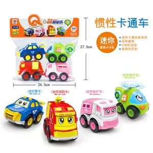 Cute cartoon rescue vehicle toys baby fire truck car sets helicopter friction powered cars