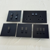 Interruptores de luz de pared de balancín 86 250V de acero inoxidable negro mate, 1/2/3/4 módulos, 2 vías, 146, doble toma UK13A, USB 10A, regulador de intensidad, estilo retro moderno