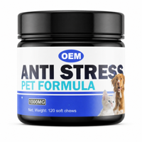 Complément alimentaire pour animaux de compagnie, comprimés à mâcher anti-stress pour chiens et chats, 1000 mg, 120 comprimés à mâcher, relaxation apaisante, PetViva, vente en gros OEM