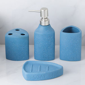 Ensemble de 4 accessoires de salle de bain en céramique classiques et luxueux, comprenant un porte-brosse à dents et un gobelet pour le bain de bouche, pour les hôtels - Product Image 2