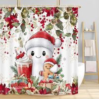 Rideau de Douche en Polyester à Motifs de Feuilles d'Automne et Citrouilles, Séchage Rapide, Installation Facile, Durable, Ensemble de Rideaux de Douche Personnalisables en Gros
