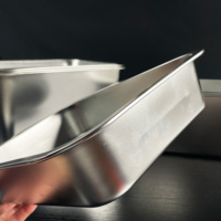 Conteneur de préparation de repas empilable en acier inoxydable, style contemporain, 35L, bac alimentaire pour restaurant et traiteur avec couvercle transparent