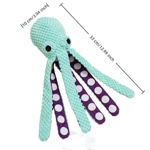 Fishprincess semplice polpo stridulo ecologico durevole peluche cane masticare giocattoli per la pulizia dei denti giocattolo di lusso per animali domestici - Product Image 4