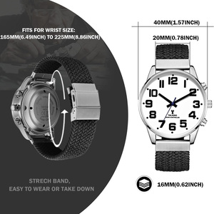 Reloj parlante en Inglés británico con ajuste automático <span class=keywords><strong>de</strong></span> números grandes para personas con discapacidad visual, <span class=keywords><strong>ciegos</strong></span> o ancianos-Nylon - Product Image 5