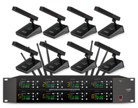 Microphone sans fil 8 canaux 100M 4*50 points de fréquence Matériel métallique Système de modulation de fréquence UHF infrarouge pour extérieur OEM